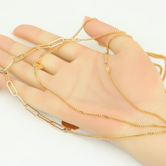 Layered Rose Gold Necklace with Star & Coin Charm – Adjustable Fit, XPNL0344 - Picture 4 of 12